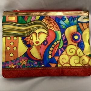 All Things Sundar Artistic Silk Abstract Multicolor Cosmetic Bag